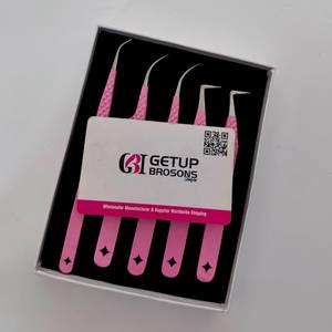 GETUP BROSONS IMPEX Pince à épiler en acier inoxydable antistatique à prise parfaite, pointe lisse de 10 mm, ensemble de pinces à épiler pour cils, boîte en carton découpée sur mesure - Product Image 4