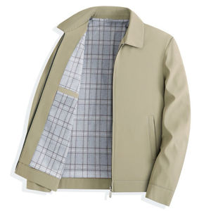 Men's Solid Color Zipper Closure Turn-down Collar Shirt <b>Jacket</b> <b>Smart</b> Casual Autumn Polyester Material Regular Fit - Product Image 4