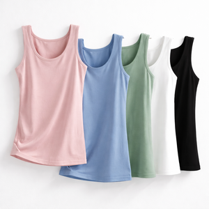 Débardeur Camisole Brodé Décontracté pour Femme, Col Court, Coupe Ajustée, en Coton Respirant, Idéal Printemps-Été – Vente en Gros - Product Image 3