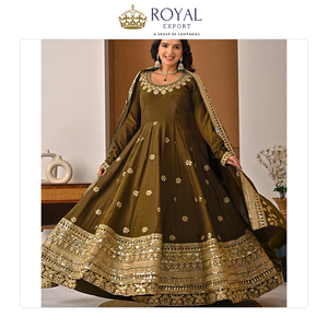 Ropa Tradicional India para Mujer, Traje de Boda, Último Diseño, Seda Vichitra con Bordado de Lentejuelas, Traje Anarkali en Venta - Product Image 3
