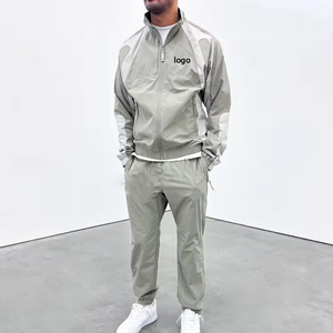 Men's Custom 2-Piece Windbreaker Shorts <b>Hooded</b> Jacket Tracksuit Reflective <b>Zip</b>-Up 100% Cotton Solid Heavyweight Breathable Side - Product Image 1