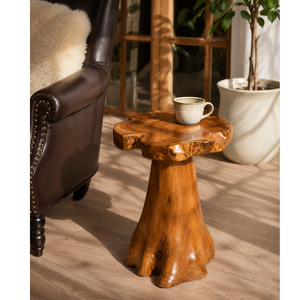 Table d'appoint ARTERRA de luxe faite à la main en racine de teck écologique et biologique, forme naturelle, table d'appoint moderne, table de chevet pour chambre à coucher - Product Image 6