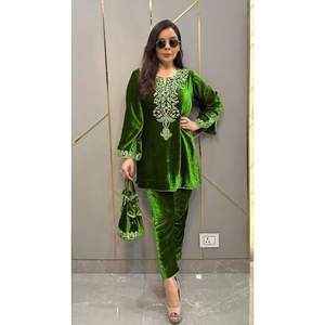 BORDADO TERCIOPELO TENDENCIA TRABAJO KURTI CON VERDE PALAZZO - Product Image 1