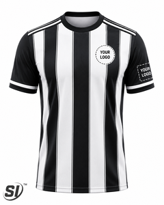 Camiseta de Fútbol Personalizada con Rayas Blancas y Negras, Sublimación, Nombre del Equipo, Número Impreso, Secado Rápido, Uniforme al por Mayor OEM - Product Image 1