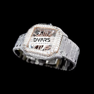 Montre à quartz de luxe unisexe, étanche, avec cadran à aiguilles, bracelet en alliage 20mm 42mm, entièrement sertie de diamants, style hip-hop, haute qualité - Product Image 3