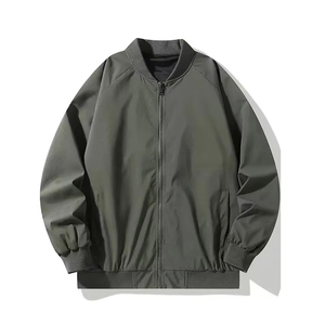 Chaqueta Bomber de Lona Lavanda para Hombre, Color Sólido, Cierre de Cremallera, Cuello Alto, Estilo Casual, Corte Regular, Ropa de Invierno - Product Image 4