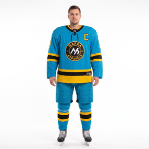 Camiseta de Hockey sobre Hielo Personalizada para Portero, 100% Poliéster, 160GSM, Estilo Retro, Bordado Tackle Twill, OEM, Ropa Deportiva Profesional para Hombre - Product Image 1