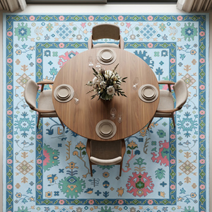 Alfombra de Lana de Lujo Multicolor Anudada a Mano, de Pelo Plano y Grosor Medio, con Patrón Floral Geométrico Clásico para Sala de Estar, Larga - Product Image 5