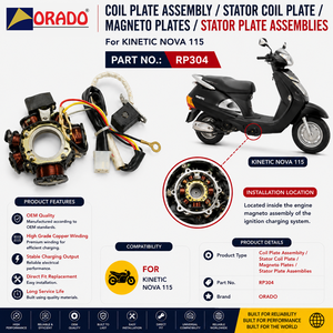 Ensemble de plaques de bobine de stator électronique Kinetic Nova 115, qualité export, pour pièces détachées de deux-roues, Inde, Orado - Product Image 3