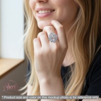[Sheri Jewels] Anillo de Diamantes Naturales con Forma de Flor, Elegante y Grande, de Oro Blanco Sólido de 18K, con 2.01ct, Color F-G, Claridad SI1-2, para Mujer