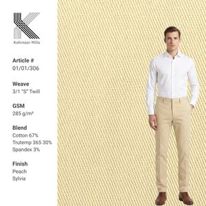 Tissu Premium Trutemp 365 Performance en Coton Spandex 285GSM, Matière Sergé 3/1 pour Chino, Fabricant Textile OEM ODM en Gros - Product Image 1