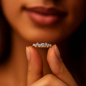 Anillo de Compromiso y Boda de Oro Sólido de 14K con Diamantes de Corte Delicado para Mujer, Elegante, Fino, Original, con Racimo Flotante, Certificado por IGI - Product Image 3