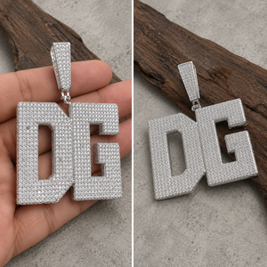 Custom Christian Hip Hop Letter DG Full Iced Out Micro Pave Moissanite <b>Silver</b> <b>Initial</b> Pendant <b>Necklace</b> Wholesale - Product Image 5