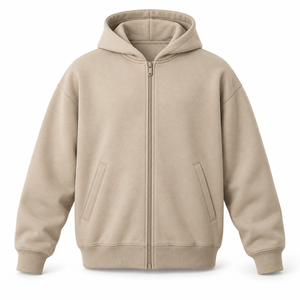 Sweat-shirt à capuche zippé pour homme, coupe classique, couleur unie, en polaire, avec poches kangourou - Product Image 4