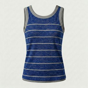 Camiseta sin mangas de punto a rayas rosa para mujer, cuello redondo, informal, transpirable, longitud regular - Product Image 6