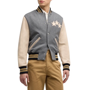 Veste universitaire en laine personnalisée en usine manteau d'hiver manches en cuir pour hommes patchs en chenille veste universitaire Letterman - Product Image 3