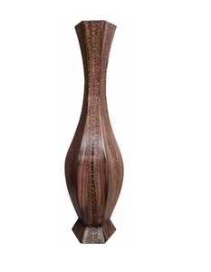 Vase de sol de luxe en bois sculpté style antique, vase décoratif en résine fait main pour hall d'hôtel et décoration intérieure de maison de luxe - Product Image 1