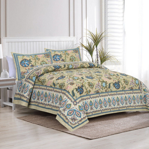 Parure de lit 3 pièces moderne Satrangee florale 100% coton 200TC imprimée à la main, anti-acariens, personnalisable, simple, toutes saisons, qualité supérieure - Product Image 3