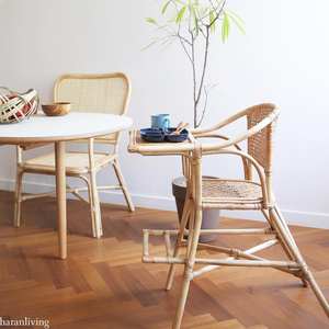 เก้าอี้สูงสำหรับเด็กทารกทำจากไม้หวายพับได้ ใช้สำหรับให้อาหาร โต๊ะอาหาร และที่นั่ง เฟอร์นิเจอร์สำหรับบ้าน - Product Image 6