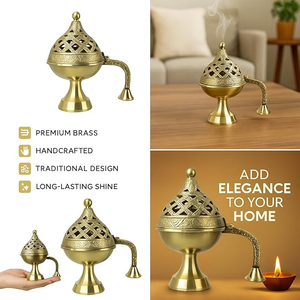Elegant Middle Eastern <b>Bakhoor</b> Incense <b>Burner</b> for Oud Chips Creating Cultural Home Ambience - Product Image 3
