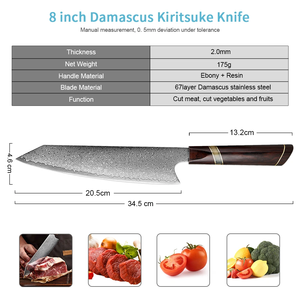 Cuchillo de Chef de Acero de Damasco Hecho a Mano con Mango de Madera, Cuchillo de Cocina Profesional, Fabricante Mayorista, Estilo Japonés - Product Image 3