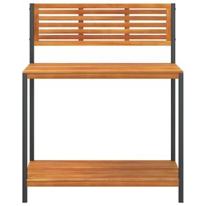 Tavolo da lavoro in legno massiccio di Acacia e acciaio 35.4 \ "x19.7 \" x43.3 \ "categoria di stoccaggio - Product Image 4