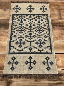 Tapis rectangulaire artisanal en laine et acrylique, motif floral Kilim, fait main, écologique, à poils moyens, pour salon, avec base en latex Krafterscustom - Product Image 5
