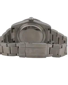Reloj Mecánico de Oro Blanco con Diamantes Redondos para Hombre, Esfera Plateada con Moissanita y Números Romanos - Product Image 2