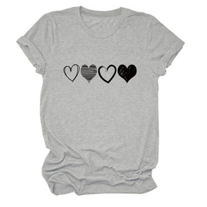 T-shirt tendance à manches courtes et col rond pour femme, motif cœur ajouré, quatre modèles différents – Grande Vente - Product Image 6