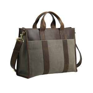 15 inch <b>Canvas</b> with leather trims <b>Tote</b> bag - Product Image 3