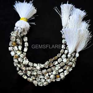Cuentas facetadas de turquesa cobre de Mohave 5x7-6x8MM, cuentas de turquesa cobre blanca pulida de 8 pulgadas, cuentas al por mayor para joyería - Product Image 1