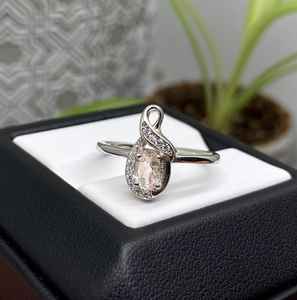 Anillo de Morganita Rosa Natural, Plata de Ley 925, Chapado en Oro, Alta Calidad, Estilo Art Deco, Certificado IGI, Regalo de Compromiso para Mujer - Product Image 1