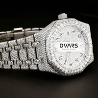 Maßgefertigte Moissanit-Diamant Quarz-Uhrwerk Legierung Luxusuhren für Herren und Damen 48mm Band 20mm Zeiger 3BAR Wasserdicht