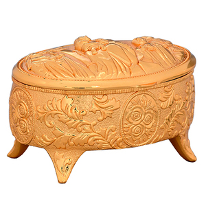 Holy Family Oval <b>Box</b> | Decorative Brass Religious <b>Keepsake</b> <b>Box</b> – Export Corporation - Product Image 1