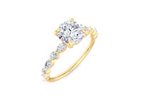 Bague de fiançailles en diamant de laboratoire taille ronde avec pierres latérales marquise et rondes, bague en or et diamant style vintage pour mariée
