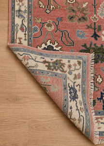Tapis traditionnel rose en laine à motifs floraux, noué à la main, écologique, à poils ras, épaisseur moyenne, avec envers en coton, pour couloir et salon - Product Image 2