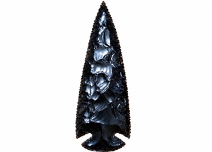 Figurine en forme de pointe de flèche en obsidienne noire 100% naturelle, faite à la main, style mascotte, pour la guérison rituelle, objet d'art et de collection - Product Image 3