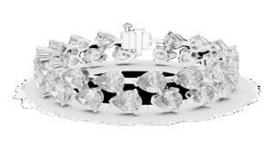 TRENDY Lab Grown PEAR CUT Tennis Bracelet <b>Set</b> 18KT Solid White <b>Gold</b> Rhodium Plated Certified for Luxury Gift Women's - Product Image 2