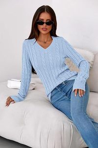 Women Cable Knit <b>Turtleneck</b> <b>Sweater</b> High Neck Long Sleeve Pullover 100% Polyester Computer Knitted 140g Casual Winter Wholesale - Product Image 3