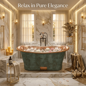 Bañera independiente de cobre de lujo hecha a mano |   Bañera de Hidromasaje Premium con Acabado en Cobre Antiguo para un Baño Moderno Estilo Spa - Product Image 2