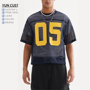 Camisetas Personalizables de Gran Tamaño con Diseño Hip Hop y Estampado en el Cuello para Hombre, Camisetas Estampadas para Hombre en Tela de Malla - Product Image 2