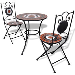 Set bistrot 3 pezzi per giardino in Terracotta e ceramica bianca Set da bistrot - Product Image 1