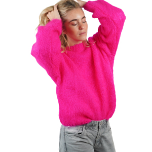 Sweat-shirt en mohair personnalisé pour femme, pull doux et moelleux à col rond, coupe oversize, chaud, hiver, décontracté, streetwear, mode de luxe, marque privée - Product Image 2