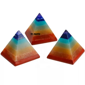 Vente en gros prix d'usine bon marché pierre d'agate naturelle sept chakras liés pierre précieuse de guérison chakra pyramide d'énergie pour la méditation - Product Image 1