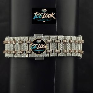 Reloj de Lujo para Hombre ICELOOK, Caja de Acero Inoxidable de 41 mm, Cristal de Zafiro, Movimiento de Cuarzo Analógico, Esfera con Diamantes de Imitación, Visualización de Fecha - Product Image 2