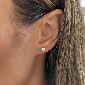 Heart Cut Lab Grown Diamond Stud <b>Earring</b> 14K 18K Solid Gold Bezel Set Push <b>Back</b> Minimalist Everyday Wear Studs Jewelry Wholesale - Product Image 6