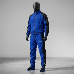 Conjunto Deportivo Azul y Negro para Hombre, Chaqueta Deportiva con Cierre Completo, Pantalones Jogger, Ropa Deportiva para Entrenamiento, Gimnasio, Running, Logotipo Personalizado - Product Image 6