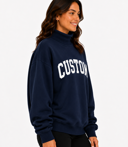 Sudadera Personalizada de Cuello Alto para Mujer, 100% Algodón, Talla Grande, con Logotipo Frontal, Corte Holgado, Estilo Casual - Product Image 4