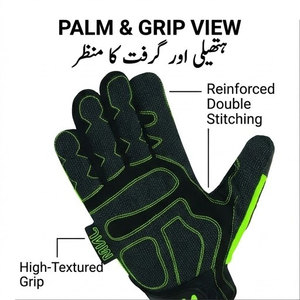 Gant en cuir synthétique renforcé, résistant aux coupures, anti-choc TPR, respirant, pour mécaniciens, travaux de construction et industriels - Product Image 4