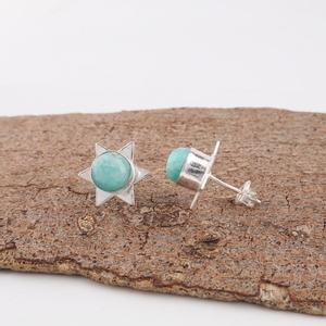 Pendientes Niharika Gems hechos a mano, chapados en plata de ley 925 con piedra preciosa azul amazonita para mujeres y niñas, ideales para usar en bodas y fiestas. - Product Image 2